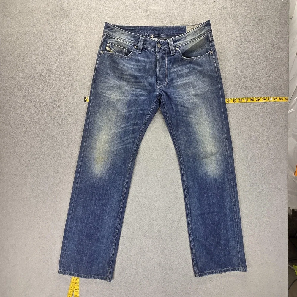 Diesel Jeans Mens 32x30 Blue Larkee Regular Straight Button Fly Distressed 008XR